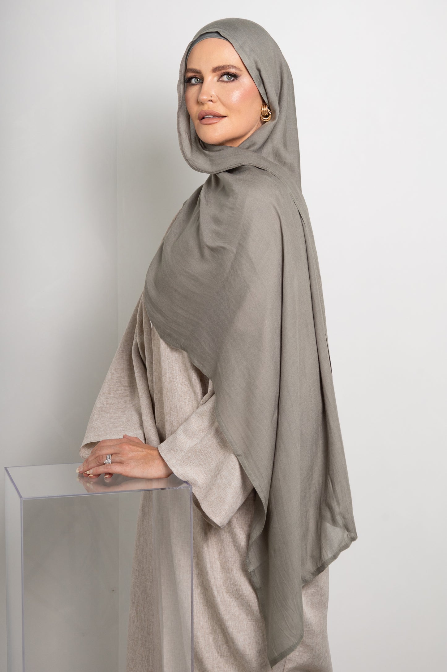 Lava Grey Modal Hijab - Mis Matched Cap
