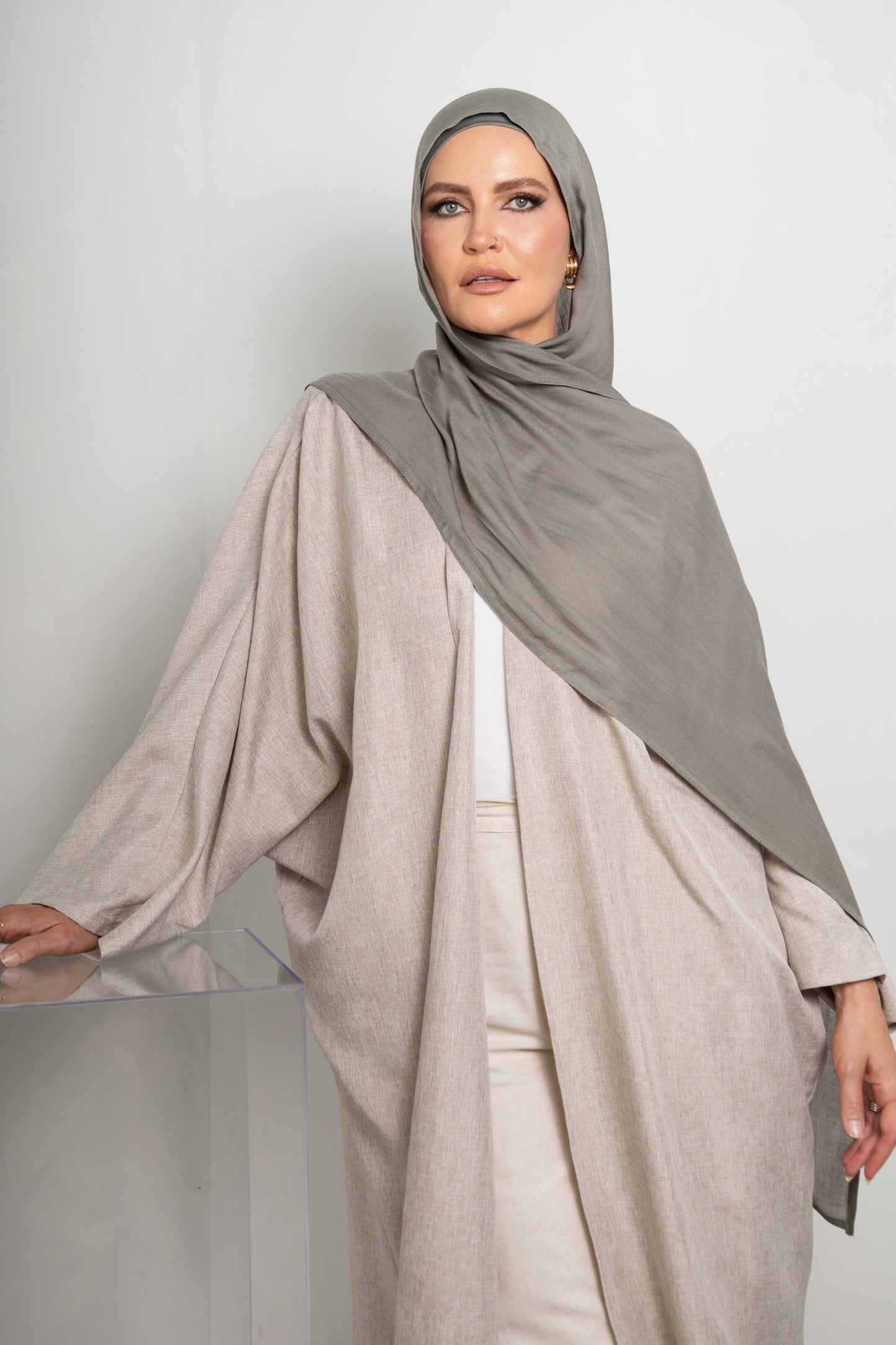 Lava Grey Modal Hijab - Mis Matched Cap